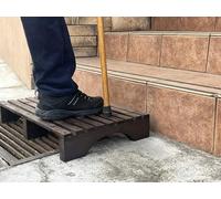 Solid Natural Wooden Half Step for Seniors and Adults with Non-Slip, Handmade, for Inside and Outside Use, Mobility Aid Slip-Resistant Bottom, H10xW38.5xD59.5 cm (Dark Oak)