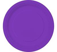 Solid Neon Purple Round Paper Dinner Plates (22cm) 16 Count - Sturdy & Elegant for Parties and Events