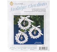 Solid Oak 346281 Nostalgic Christmas Beaded Crystal Ornament Kit - Crystal, White & Silver Bell Wreath Makes 3, OSFA, NC016
