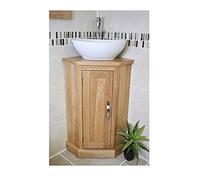 Solid Oak Bathroom Cabinet | Cloakroom Corner Vanity Sink | Bathroom Furniture 501CB027