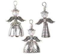 Solid Oak Bead Orn Kit Vintage Angels, Silver