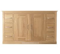 Solid Oak Bookcase Sideboard TV Unit Cupboard Nest Coffee & Dining Table-Monaco