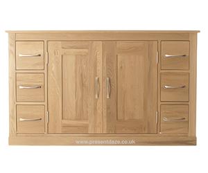 Solid Oak Bookcase Sideboard TV Unit Cupboard Nest Coffee & Dining Table-Monaco