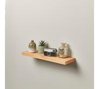 Solid Oak Floating Shelf - Wooden Single Wall-Mounted Shelf - 15cm Depth Off the Grain Light Oak 130cm x 15cm