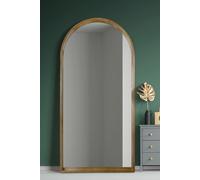 Solid Oak Framed Arched Leaner Wall Mirror 79" X 39" (200CM X 100CM) MirrorOutlet Beige 1 Pack
