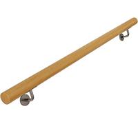 Solid Oak Handrail for Stairs - Elegant Wood Finish, Wall-Mounted with Metal Bracket, Perfect for Indoor Staircase Safety and Style