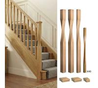 Solid Oak Newel Post Contemporary 90mm And 41mm Spindle Kit Uk Manufactured Traditional Products Ltd