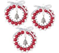 Solid Oak Nostalgic Christmas Beaded Cyrstal Ornament Kit-Bell Wreaths Red/White/Silver Makes 3