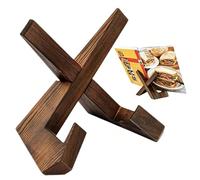 Solid Oak Plate Stand Non-Slip Groove for Cookbook Tablet Display