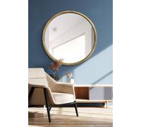 Solid Oak Round Deep Dish Framed Mirror 39" X 39" (100CM X 100CM) MirrorOutlet Beige 1 Pack