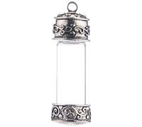 Solid Oak Steampunk Glass Pendant large Vial, Acrylic, Multicoloured