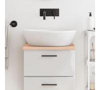 Solid Oak Washbasin Top 40 x 40 x 2 cm Untreated with Natural Edge Scratch-Resistant Heat Resistant Waterproof Wooden Top for Kitchen, Bathroom, Workshop, Desk, DIY