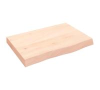 Solid Oak Washbasin Top, 60 x 40 x (2-6) cm, Untreated with Natural Edge, Scratch-Resistant, Heat-Resistant, Can Be Cut to Size, Ideal for Bathroom, Kitchen, Workshop and DIY