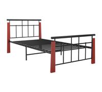 Solid Oak Wood Bed Frame Metal 100x200/90x200 cm Dark Brown/Light Brown vidaXL