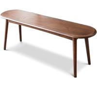 Solid Oak Wood Dining Bench with Rounded Edge for Mid Century Bedroom Entryway and Kitchen Corridor