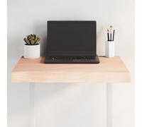 Solid Oak Wood Table Top 60x60x(2-6) cm, Untreated Live Edge Butcher Block, Natural Medium Brown Finish for Desk Countertop