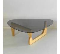 Solid Oak Wood Triangle Side Table with Tempered Glass Top - Minimalist Geometric Accent Table for Living Room, Modern Design for Small Spaces