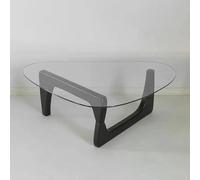 Solid Oak Wood Triangle Side Table with Tempered Glass Top - Minimalist Geometric Accent Table for Living Room, Modern Design for Small Spaces