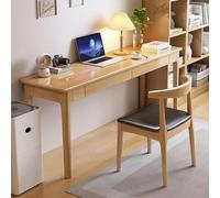 Solid Oak Wood Writing Desk with Storage Drawers - Mid Century Modern 47" Simple Study Table for Home Office & Bedroom Natural Finish