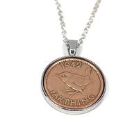 Solid Pendant 1942 Farthing coin 84th Birthday plus a Sterling Silver 18in Chain Gold Plated Mount SLV
