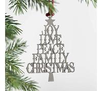 Solid Pewter Christmas Tree Ornament, Christmas Tree Metal Pendants Decoration Double-Sided Printing Xmas Hanging Ornaments Baubles for Home Holidays Party Decor (HOLIDAY SENTIMENTS)