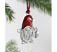 Solid Pewter Christmas Tree Ornament, Double-Sided Handcrafted Hanging Pewter Christmas Ornament, DIY Craft Hanging Ornaments for Christma Trees Home Party Party Gifts (Santa Gnome)