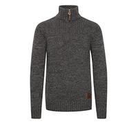 Solid Philostrate Men's Jumper Chunky Knit Pullover Troyer Made of 100% Cotton with Zipper, Size:S, Colour:Dark Grey (2890)