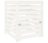 Solid Pine Composter, White, 63.5 x 63.5 x 77.5 cm, Compost Bin with Lid and Flap, Slatted Design for Ventilation, Ideal for Garden Waste and Organic Waste