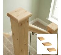 Solid Pine Flat Cap Pack Suits 90mm Newel Post (L)115mm (W)115mm Uk Manufactured Traditional Products Ltd