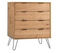 Augusta 4 Drawer Pine Chest of Drawers - Brown - Wilko