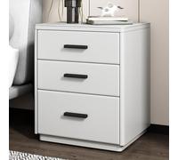 Solid Pine Nightstand, Storage Cabinet with 3 Drawers, Beside Table with Leather-wrapped Cabinet, Suitable for Bedrooms and Living Rooms, No Installation Required(White,40cm)