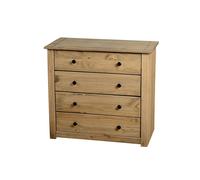 Solid Pine Rustic Chest of 4 Drawers - Panama - Seconique