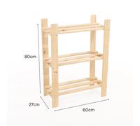 Core Products 3 Tier Narrow Shelf Storage Unit, Natural Sanded Pine, Clear