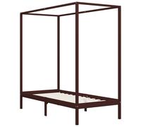 vidaXL Solid Pine Wood Canopy Bed Frame Dark Brown 90x200cm Bedroom Furniture