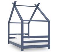 Solid Pine Wood Kids Bed Frame Grey 80x160 cm Home Bedstead Furniture vidaXL