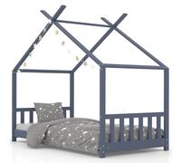 Solid Pine Wood Kids Bed Frame Grey 80x160cm Toddler Beds Furniture vidaXL
