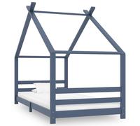 Solid Pine Wood Kids Bed Frame Grey 90x200 cm Home Bedstead Furniture vidaXL