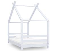 Solid Pine Wood Kids Bed Frame White 80x160 cm Home Bedstead Furniture vidaXL