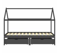 Vidaxl Kids Bed Frame With Drawers Dark Grey Solid Pine Wood 90X200Cm
