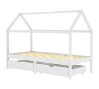 Solid Pine Wood Kids Bed Frame with Drawers White 90x200 cm Wooden Base vidaXL