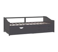 vidaXL Solid Pinewood 3-Seater Day Bed with Drawers Grey Occasional Sofa Bed