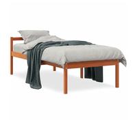 Solid Pinewood Bed Frame Brown 205.5x95.5x70.5 cm for Seniors, Sturdy Design [EEK: A]