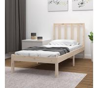 Solid Pinewood Bed Frame Brown with Headboard, 90x200 cm Small Single Wooden Bed [EEK: A]