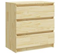 vidaXL Bedside Cabinet Nightstand - Solid Pinewood White 60x36x64 cm, 3-Drawer