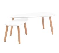 Solid Pinewood Coffee Table Set 2 Piece Home Office Side Multi Colours vidaXL