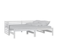 vidaXL Solid Pinewood Pull-out Day Bed 2x(90x200) cm White Sofa Sleepover Bed