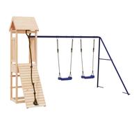 (solid pinewood) vidaXL Playhouse Climbing Frame with Climbing Wall Swings Kids Solid Wood Pine