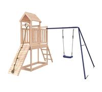 (solid pinewood) vidaXL Playhouse Climbing Frame with Swing Climbing Wall Kids Solid Wood Pine
