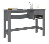 Solid Pinewood Writing Desk, Stable and Sturdy, 110x40x75 cm Honey Brown Computer Desk with Drawer and Compartment, Large Storage Space, Home Office Furniture (Dark Grey)
