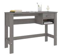 Solid Pinewood Writing Desk, Stable and Sturdy, 110x40x75 cm Honey Brown Computer Desk with Drawer and Compartment, Large Storage Space, Home Office Furniture (Light Grey)